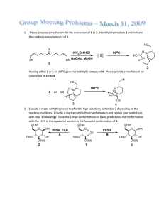 1. Please propose a mechanism for the conversion of 1 to... the relative stereochemistry of 3.