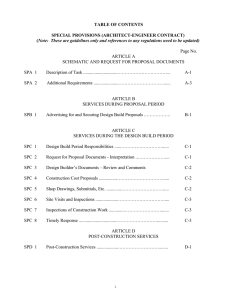 TABLE OF CONTENTS  SPECIAL PROVISIONS (ARCHITECT-ENGINEER CONTRACT)