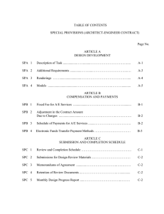 TABLE OF CONTENTS SPECIAL PROVISIONS (ARCHITECT-ENGINEER CONTRACT) Page No.