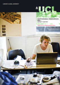 SUSTAINABLE RESOURCES MSc / 2016/17 ENTRY