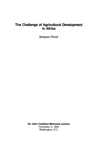 The  Challenge  of  Agricultural  Development