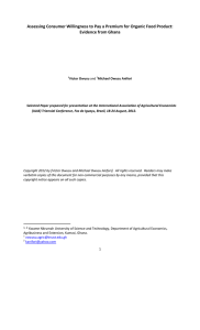 Assessing Consumer Willingness to Pay a Premium for Organic Food... Evidence from Ghana