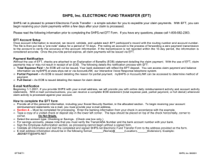 SHPS, Inc. ELECTRONIC FUND TRANSFER (EFT)