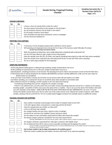 Sample Storing, Prepping &amp; Packing Checklist Sampling Instruction No. 3 Revision Date: 03/31/14