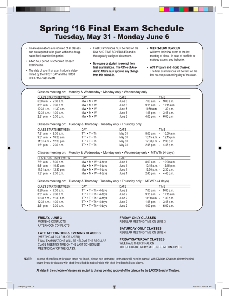 Vmi Final Exam Schedule Spring 2025