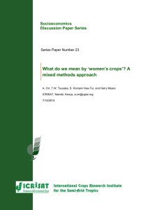 What do we mean by ‘women’s crops’? A mixed methods approach Socioeconomics