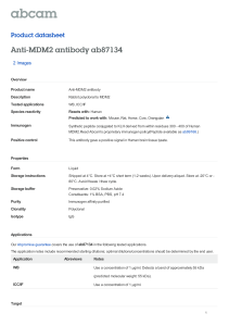 Anti-MDM2 antibody ab87134 Product datasheet 2 Images