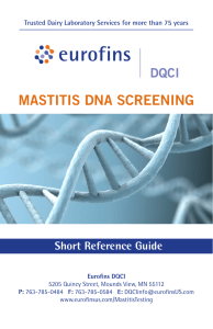 MASTITIS DNA SCREENING Short Reference Guide Eurofins DQCI