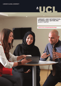 LIBRARY AND INFORMATION STUDIES (UCL QATAR) MA / 2016/17 ENTRY