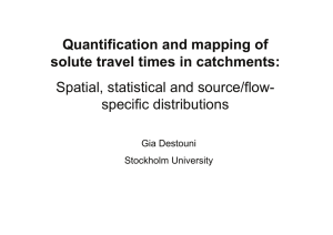Quantification and mapping of solute travel times in catchments: specific distributions
