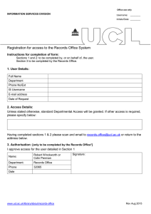Registration for access to the Records Office System