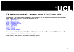 UCL’s Graduate Application System – a User Guide (October 2013)