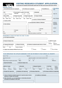 VISITING RESEARCH STUDENT APPLICATION