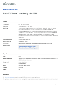 Anti-TGF beta 1 antibody ab10518 Product datasheet Overview Product name