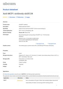 Anti-MCP1 antibody ab25124 Product datasheet 4 Abreviews 2 Images