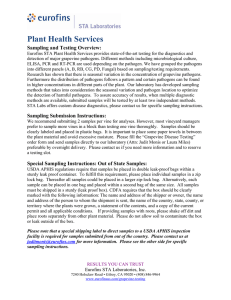 Plant Health Services Sampling and Testing Overview: