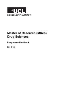 Master of Research (MRes) Drug Sciences  Programme Handbook