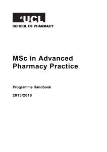 MSc in Advanced Pharmacy Practice Programme Handbook 2015/2016