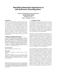 Retrofitting Networked Applications to Add Autonomic Reconfiguration mgm, priya