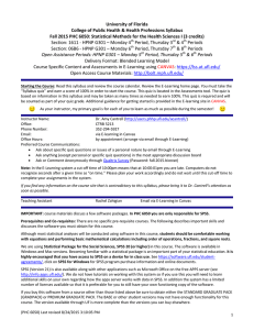 University of Florida College of Public Health &amp; Health Professions Syllabus