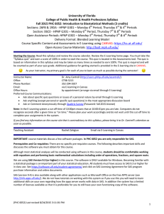 University of Florida College of Public Health &amp; Health Professions Syllabus