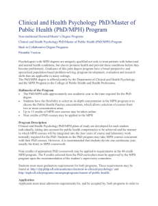 Clinical and Health Psychology PhD/Master of Public Health (PhD/MPH) Program