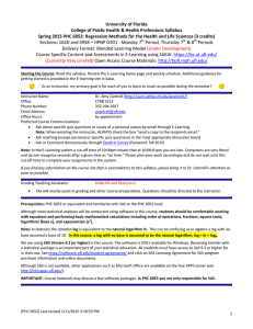 University of Florida College of Public Health &amp; Health Professions Syllabus