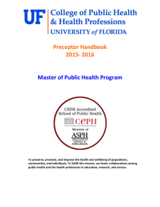 Preceptor Handbook 2015- 2016  Master of Public Health Program