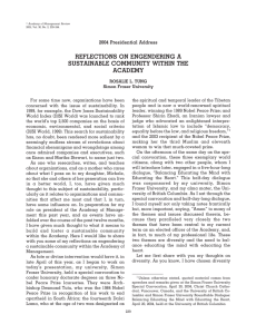 REFLECTIONS ON ENGENDERING A SUSTAINABLE COMMUNITY WITHIN THE ACADEMY 2004 Presidential Address