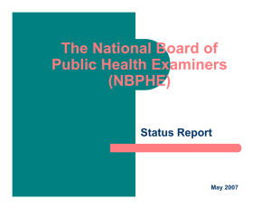 The National Board of Public Health Examiners (NBPHE) Status Report
