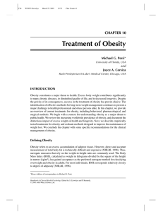 Treatment of Obesity CHAPTER 10 Michael G. Perri Joyce A. Corsica