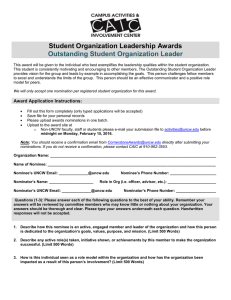 Student Organization Leadership Awards  Outstanding Student Organization Leader