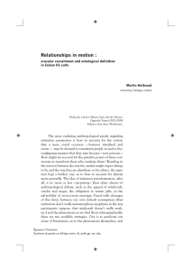 Relationships in motion : oracular recruitment and ontological definition Martin Holbraad
