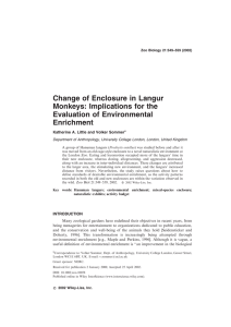 Change of Enclosure in Langur Monkeys: Implications for the Evaluation of Environmental Enrichment
