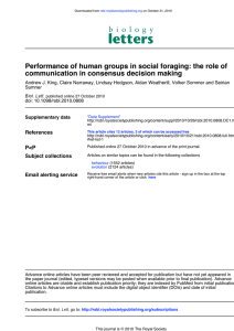 Performance of human groups in social foraging: the role of
