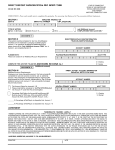 DIRECT DEPOSIT AUTHORIZATION AND INPUT FORM
