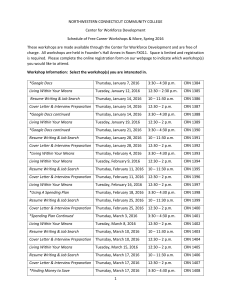NORTHWESTERN CONNECTICUT COMMUNITY COLLEGE Center for Workforce Development