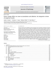 Forest canopy effects on snow accumulation and ablation: An integrative... of empirical results Andrés Varhola , Nicholas C. Coops