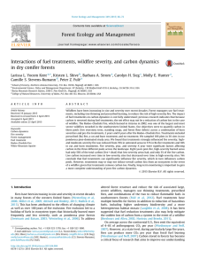 Interactions of fuel treatments, wildﬁre severity, and carbon dynamics ,