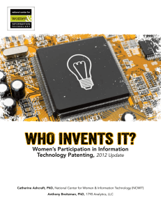 Who invents it? Women’s Participation in Information Technology Patenting, 2012 Update