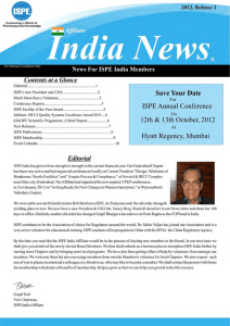 Save Your Date News For ISPE India Members Contents at a Glance For