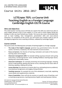 Course  Units  2016-­‐2017   LCTE7900:  TEFL  1.0  Course  Unit  