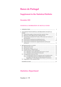 Banco de Portugal Supplement to the Statistical Bulletin December 1999