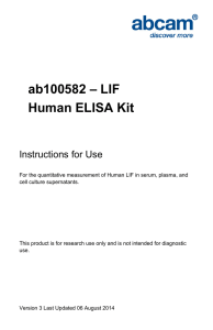 ab100582 – LIF Human ELISA Kit Instructions for Use