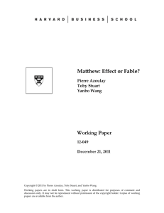 Matthew: Effect or Fable? Working Paper 12-049