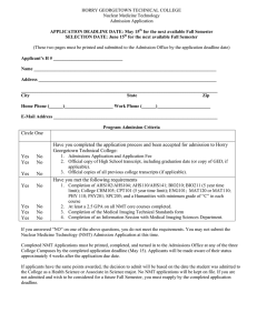 HORRY GEORGETOWN TECHNICAL COLLEGE Nuclear Medicine Technology Admission Application