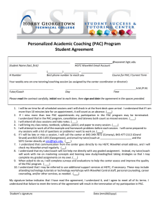   Personalized Academic Coaching (PAC) Program   Student Agreement 