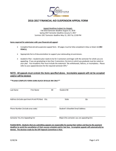 2016-2017 FINANCIAL AID SUSPENSION APPEAL FORM