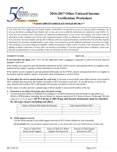 2016-2017 Other Untaxed Income Verification Worksheet