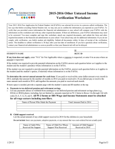 2015-2016 Other Untaxed Income Verification Worksheet